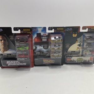 Jada Nano Hollywood Ridess Set Of 3! FAST & FURIOUS , BATMAN, BACK TO THE FUTURE